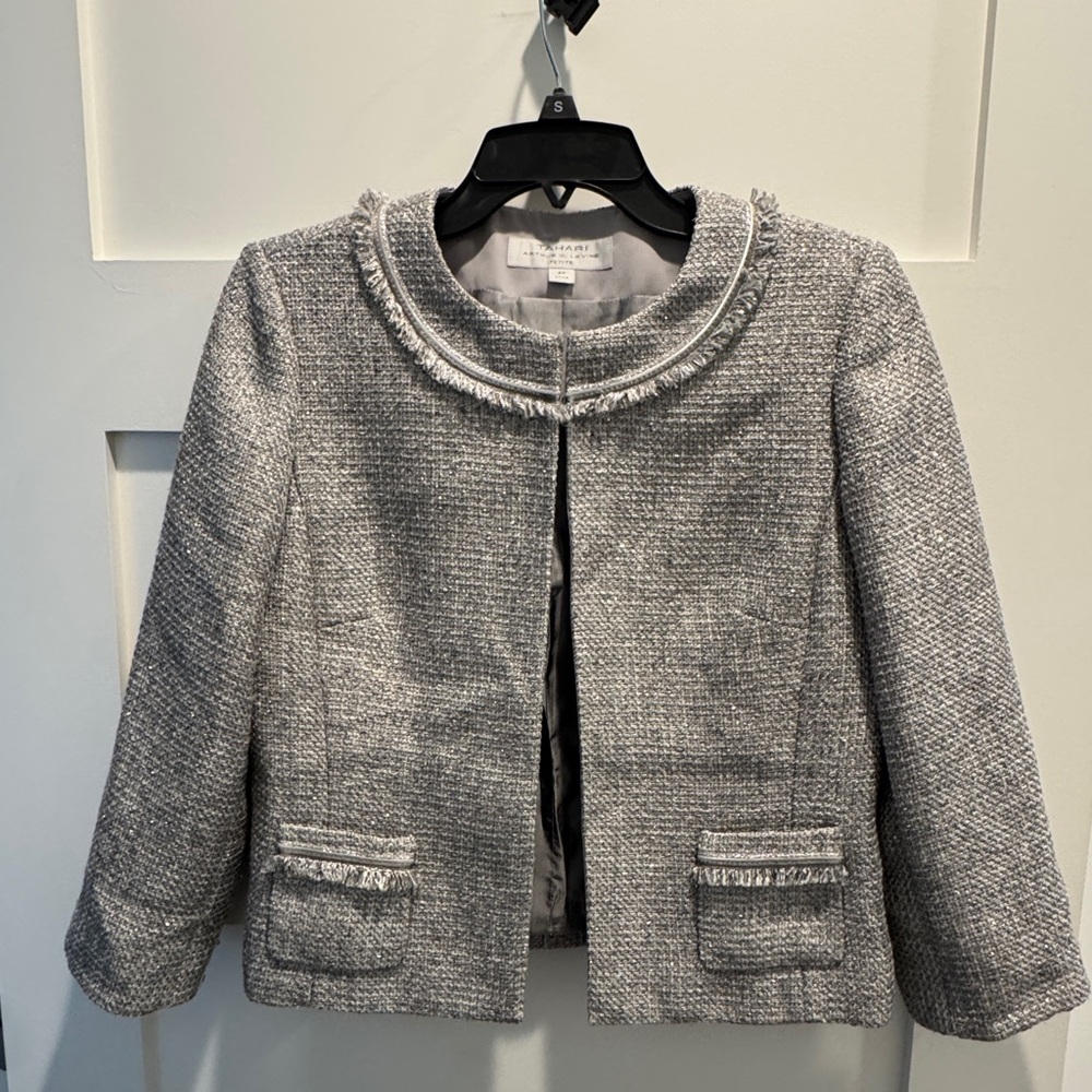Elie Tahari Women's Silver Tweed Blazer